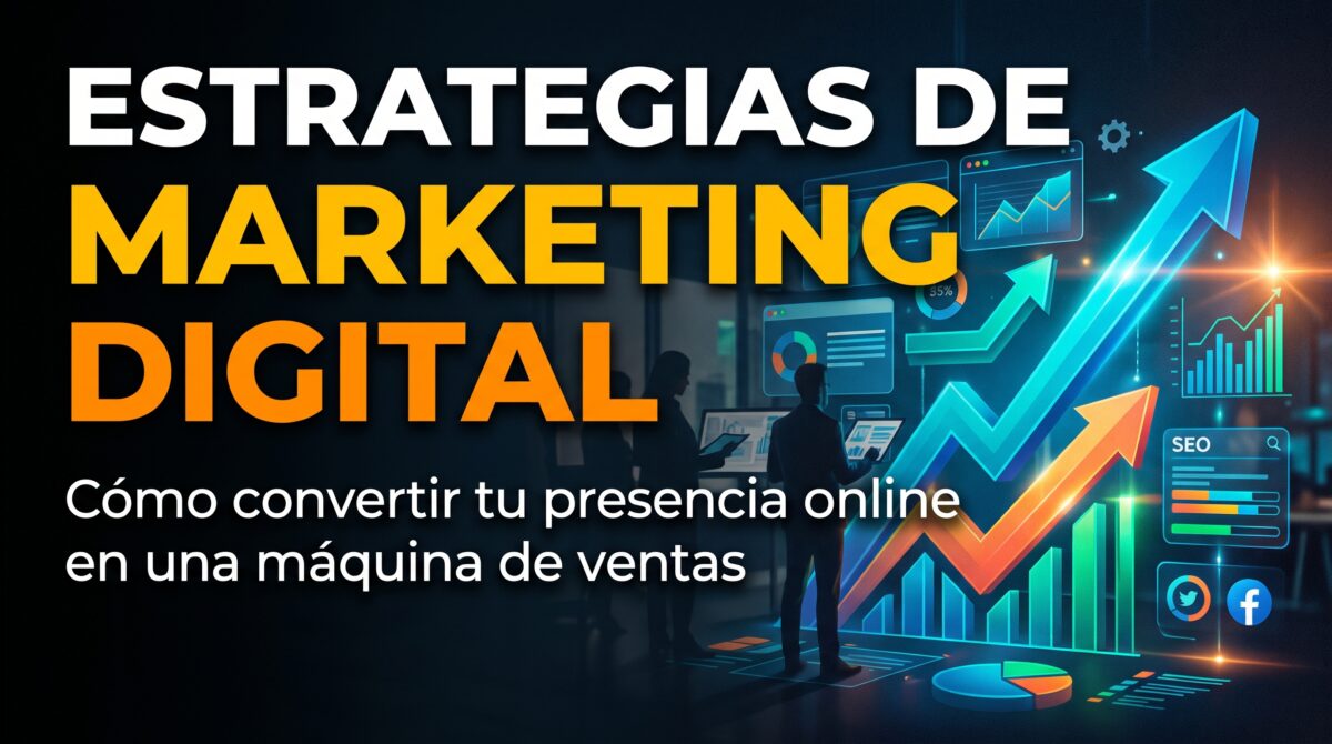 Portada editorial sobre estrategias de marketing digital para convertir la presencia online de una empresa en una máquina de ventas.